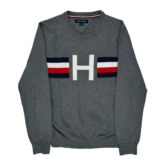 Tommy Hilfiger Striped Jumper - Medium Grey Cotton
