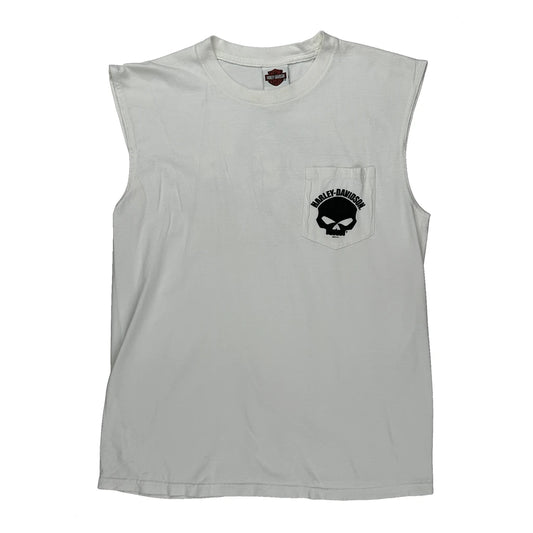 Grand Cayman Harley Davidson Graphic T-Shirt - Large White Cotton