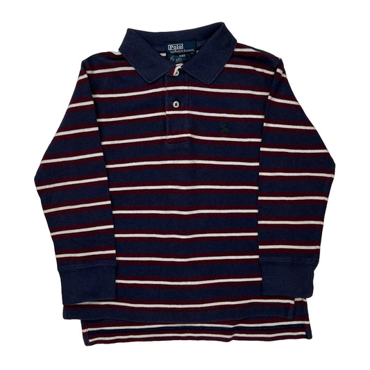 Age 3 Polo By Ralph Lauren Striped Long Sleeve Polo Shirt - XS Navy Cotton