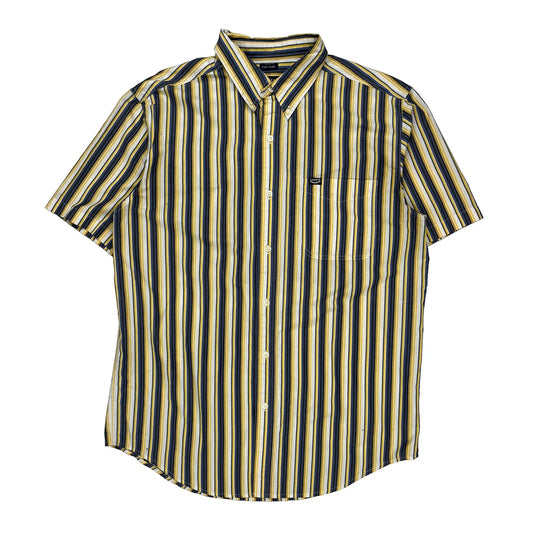 Easy Care Chaps Ralph Lauren Striped Short Sleeve Shirt - Large Multicoloured Cotton Blend