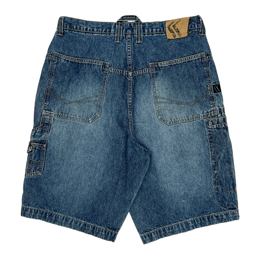 Karl Kani Hip Hop Denim Shorts - 34W 12L Blue Cotton