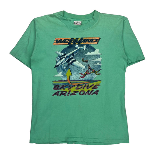 Oneita Single Stitch T-Shirt - Large Green Cotton