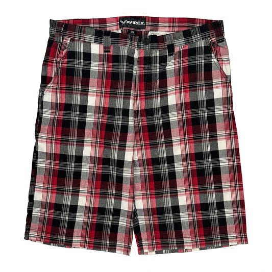 Avirex Checked Shorts - 38W 10L Black Cotton