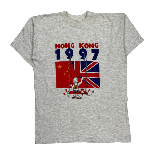 Handover Of Hong Kong Day Single Stitch T-Shirt - 2XL Grey Cotton