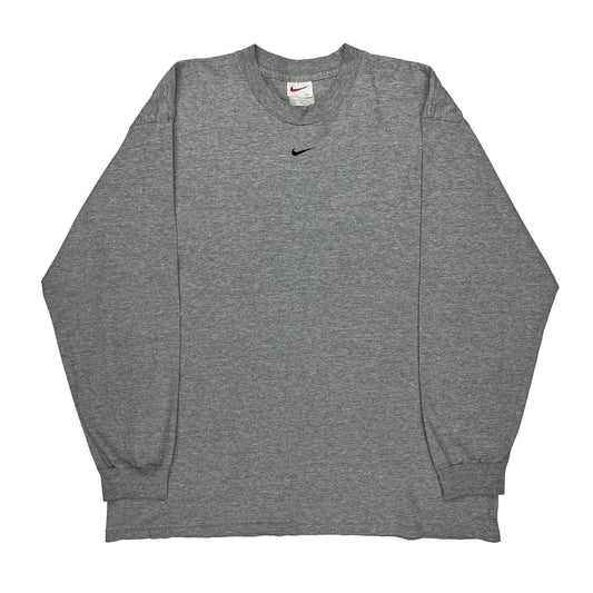 Nike Long Sleeve T-Shirt - XL Grey Cotton