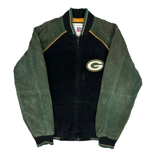 Green Bay Packers Nfl Football Bomber Jacket - Medium Black Suede