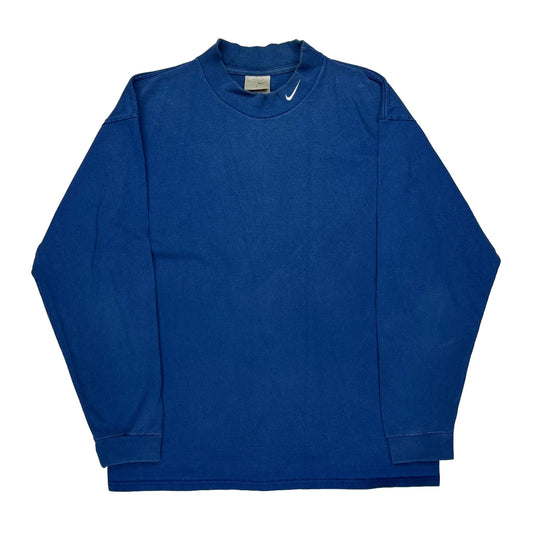 Nike Long Sleeve T-Shirt - Large Blue Cotton