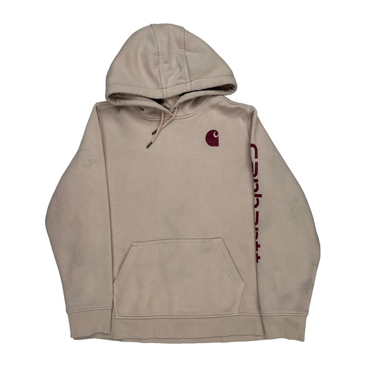 Carhartt Spellout Hoodie - 2XL Beige Cotton