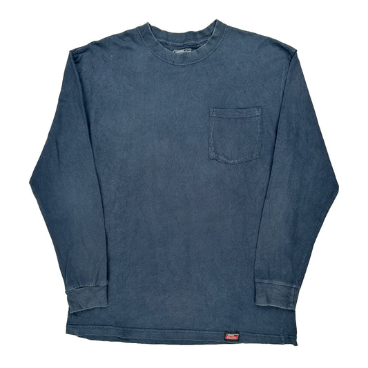Dickies Long Sleeve T-Shirt - Large Blue Cotton