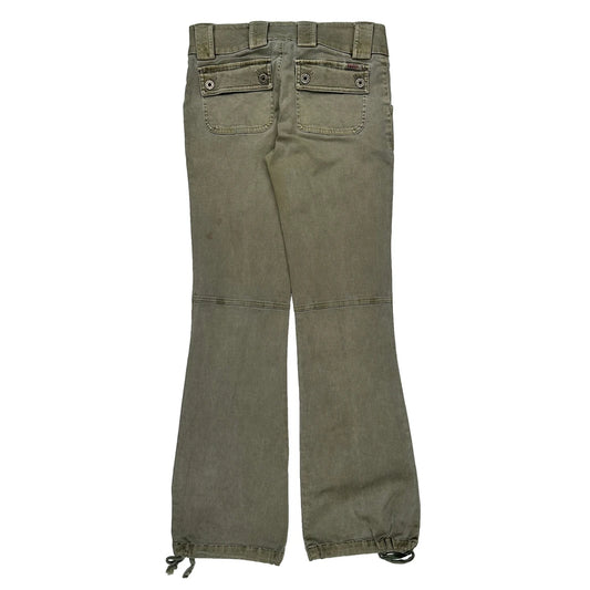 Guess Cargo Trousers - 29W UK 10 Khaki Cotton