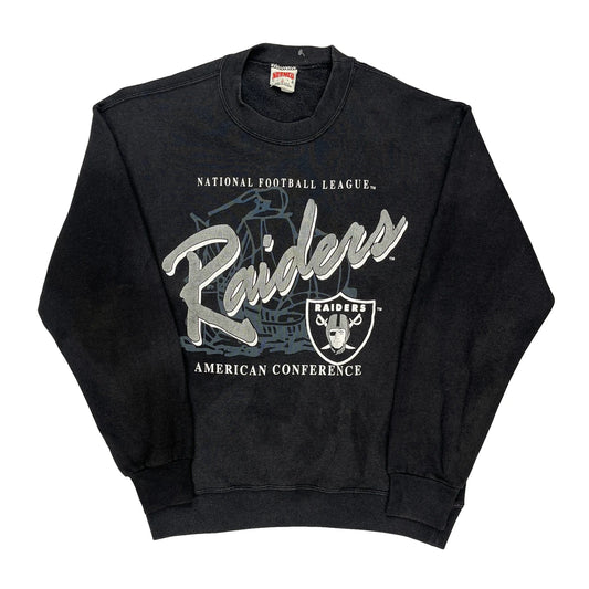 Made In USA, Raiders Nutmeg Nfl Sweatshirt - Medium Black Cotton