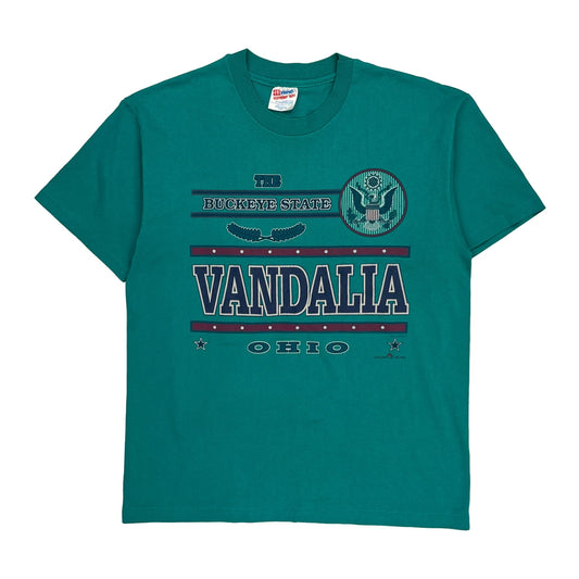 Hanes Single Stitch T-Shirt - Large Green Cotton Blend