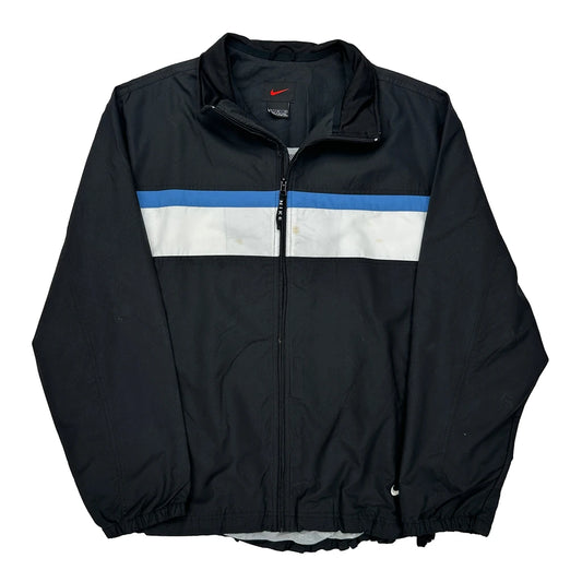 Nike Striped Track Jacket - Large Blue Polyester