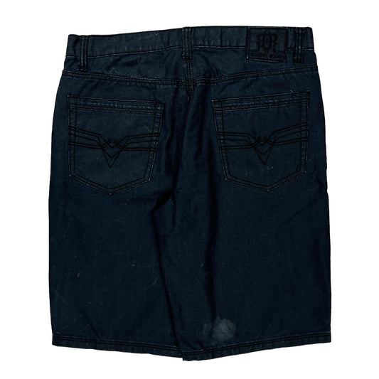 Unbranded Hip Hop Denim Shorts - 36W 11L Dark Wash Cotton Blend