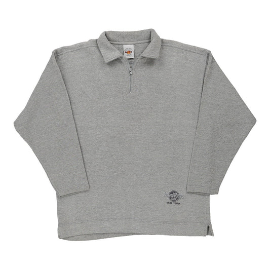 Vintage grey New York Hard Rock Cafe 1/4 Zip - mens large