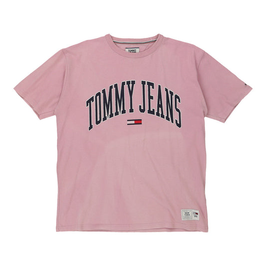 Vintage pink Tommy Jeans T-Shirt - mens medium