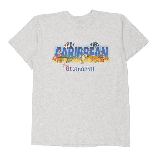 Vintage grey Single Stitch Caribbean Carnival Unbranded T-Shirt - mens x-large